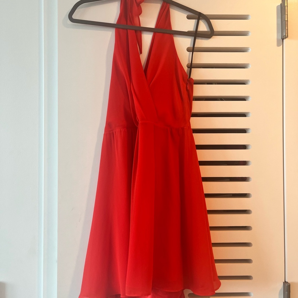 Red halter dress